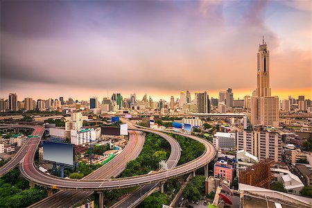 simsearch:400-09062748,k - Bangkok, Thailand cityscape with highways. Foto de stock - Royalty-Free Super Valor e Assinatura, Número: 400-08432946