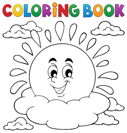 sun and clouds colouring - Coloring book cheerful sun theme 1 - eps10 vector illustration. Stock Photo - Budget Royalty-Free & Subscription, Code: 400-08433762