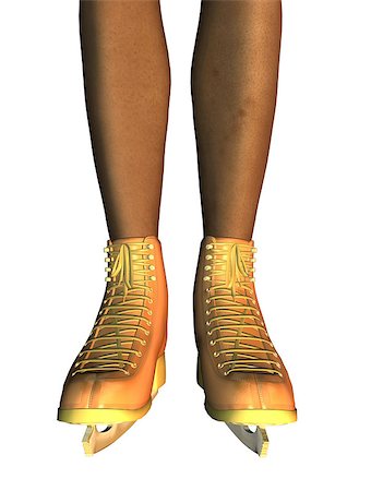 simsearch:400-05091082,k - Digitally rendered image of a female legs in golden ice skates on white background. Photographie de stock - Aubaine LD & Abonnement, Code: 400-08494181