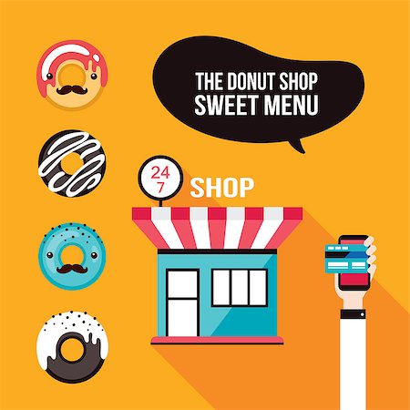 donut icon'' - Donut icons Delicious dessert Food ordering Cafe shop facade Vector illustration Stock Photo - Budget Royalty-Free & Subscription, Code: 400-08494303