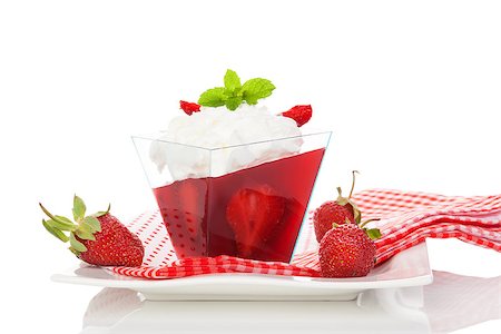 simsearch:400-08494395,k - Delicious strawberry jelly dessert isolated on white background. Foto de stock - Super Valor sin royalties y Suscripción, Código: 400-08494396