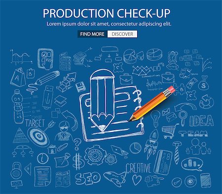 Production Check Up concept with Doodle design style :physical check, parts testing .Modern style illustration for web banners, brochure and flyers. Stock Photo - Budget Royalty-Free & Subscription, Code: 400-08494430