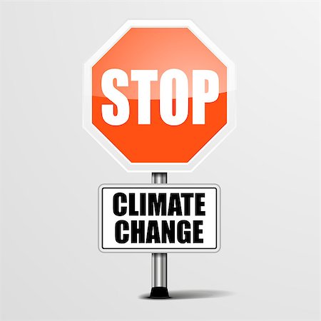 simsearch:400-07953722,k - detailed illustration of a red stop Climate Change sign, eps10 vector Stock Photo - Budget Royalty-Free & Subscription, Code: 400-08494515