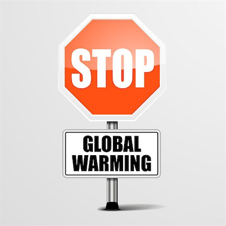 simsearch:400-05696585,k - detailed illustration of a red stop Global Warming sign, eps10 vector Foto de stock - Super Valor sin royalties y Suscripción, Código: 400-08494517