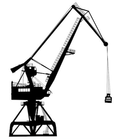 simsearch:400-04897402,k - Working crane in sea port for cargo industry design. Vector illustration. Photographie de stock - Aubaine LD & Abonnement, Code: 400-08494536