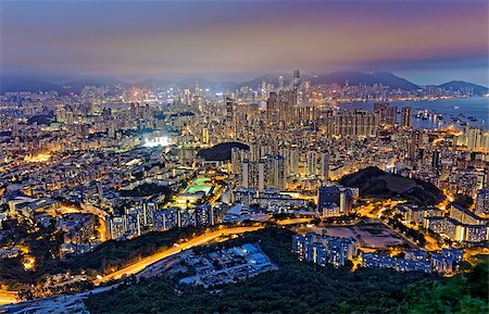 Hong Kong cityscape at night Photographie de stock - Aubaine LD & Abonnement, Code: 400-08494705
