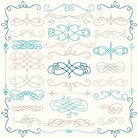 simsearch:400-08755813,k - Set of Hand Drawn Colorful Doodle Design Elements. Decorative Swirls, Scrolls, Text Frames, Dividers. Vintage Vector Illustration. Stock Photo - Budget Royalty-Free & Subscription, Code: 400-08494876