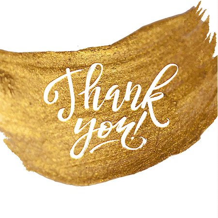 Shine Gold Foil Thank You Card. Calligraphy on White Background Stock Photo - Budget Royalty-Free & Subscription, Code: 400-08494871