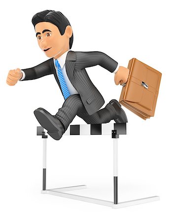 simsearch:858-03049853,k - 3d business people. Businessman in a hurdle race. Overcoming concept. Isolated white background. Stockbilder - Microstock & Abonnement, Bildnummer: 400-08494917