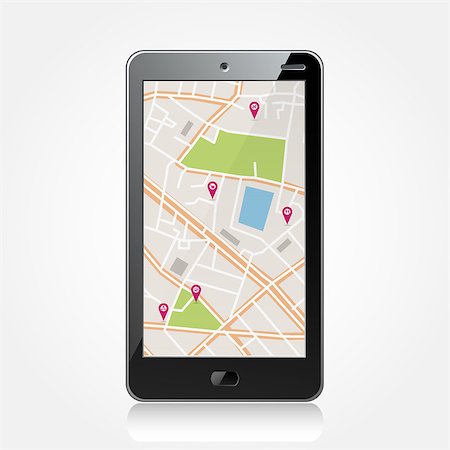Vector abstract black smartphone with navigator map Photographie de stock - Aubaine LD & Abonnement, Code: 400-08494921
