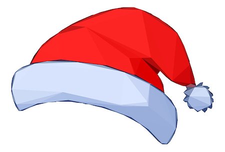 simsearch:400-08409193,k - Christmas Cartoon, Santa Claus Red Hat Isolated on White Background. Fotografie stock - Microstock e Abbonamento, Codice: 400-08495077