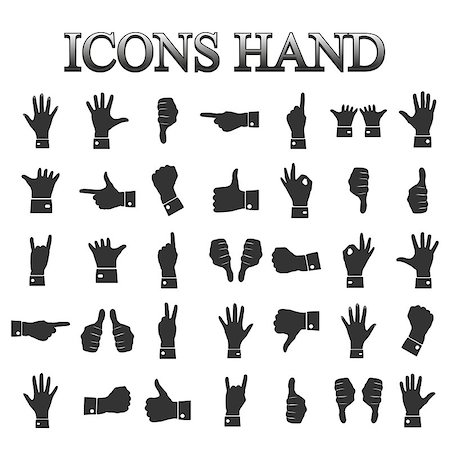 Icons hand gestures, gray on a white background. Male and female hands, vector Stockbilder - Microstock & Abonnement, Bildnummer: 400-08495070