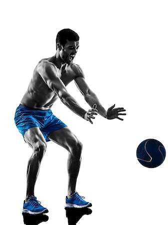 pelota medicinal - one caucasian man exercising fitness weights Medicine Ball exercises in studio silhouette isolated on white background Foto de stock - Super Valor sin royalties y Suscripción, Código: 400-08495397