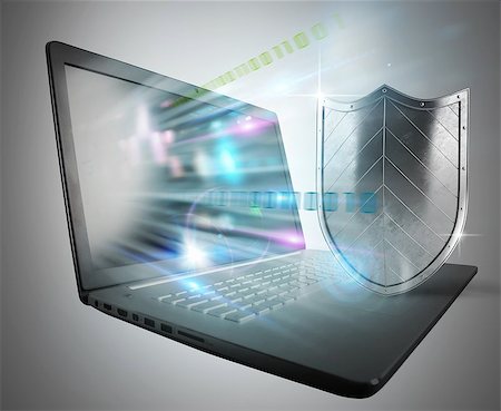 simsearch:400-08729802,k - Concept of antivirus with computer and shield Stock Photo - Budget Royalty-Free & Subscription, Code: 400-08495453