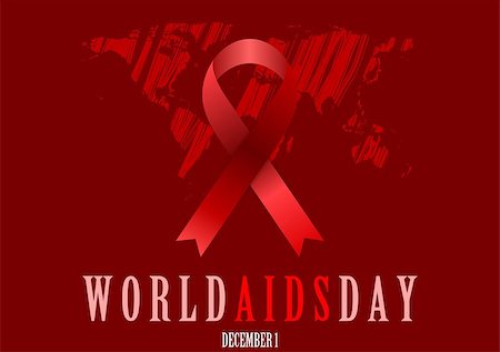 simsearch:400-08341383,k - World Aids Day with red ribbon and grunge map. Vector background Stock Photo - Budget Royalty-Free & Subscription, Code: 400-08495680
