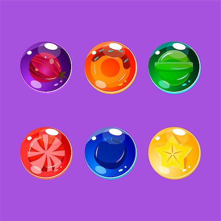 simsearch:400-08934240,k - Bright Colorful Glossy Candies with Sparkles. Vector Illustration Collection Stock Photo - Budget Royalty-Free & Subscription, Code: 400-08495719