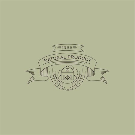 Vector label in trendy mono line style organic and natural badges for fresh farm products and food packaging of linear emblems and icons Stock Photo - Budget Royalty-Free & Subscription, Code: 400-08495748