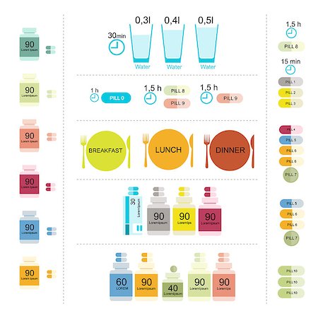 simsearch:400-04422064,k - Table of taking pills, infographic for your design. Vector illustration Foto de stock - Super Valor sin royalties y Suscripción, Código: 400-08495750