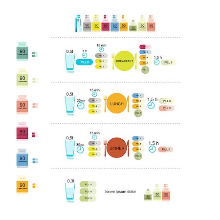 simsearch:400-04422064,k - Table of taking pills, infographic for your design. Vector illustration Foto de stock - Super Valor sin royalties y Suscripción, Código: 400-08495751