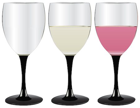 simsearch:400-04919991,k - Glasses of wine, empty, filled with white and pink drinks. Foto de stock - Royalty-Free Super Valor e Assinatura, Número: 400-08495838