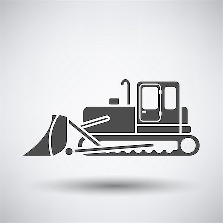 simsearch:400-07794977,k - Construction bulldozer icon on gray background with round shadow. Vector illustration. Photographie de stock - Aubaine LD & Abonnement, Code: 400-08495905