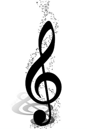simsearch:400-07986632,k - Musical Design Elements From Music Staff With Treble Clef And Notes in Black and White Colors. Elegant Creative Design With Shadows and Isolated on White. Vector Illustration. Stock Photo - Budget Royalty-Free & Subscription, Code: 400-08495930