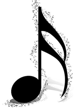 simsearch:400-07986632,k - Musical Design Elements From Music Staff With Treble Clef And Notes in Black and White Colors. Elegant Creative Design With Shadows and Isolated on White. Vector Illustration. Stock Photo - Budget Royalty-Free & Subscription, Code: 400-08495932