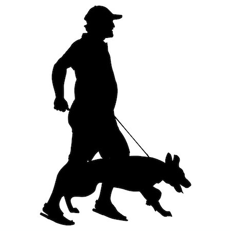 simsearch:400-04792278,k - Silhouette of people and dog. Vector illustration. Fotografie stock - Microstock e Abbonamento, Codice: 400-08496049