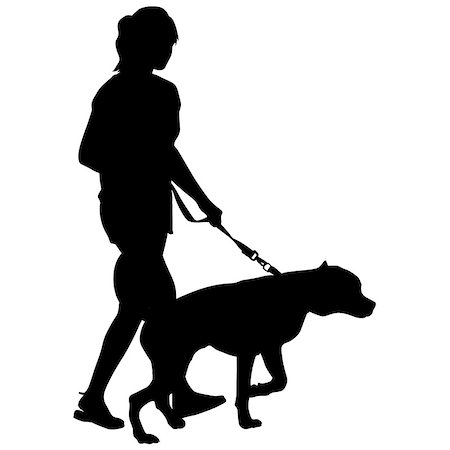 simsearch:400-09081887,k - Silhouette of people and dog. Vector illustration. Fotografie stock - Microstock e Abbonamento, Codice: 400-08496054