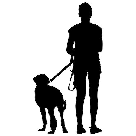 simsearch:400-04792278,k - Silhouette of people and dog. Vector illustration. Fotografie stock - Microstock e Abbonamento, Codice: 400-08496055