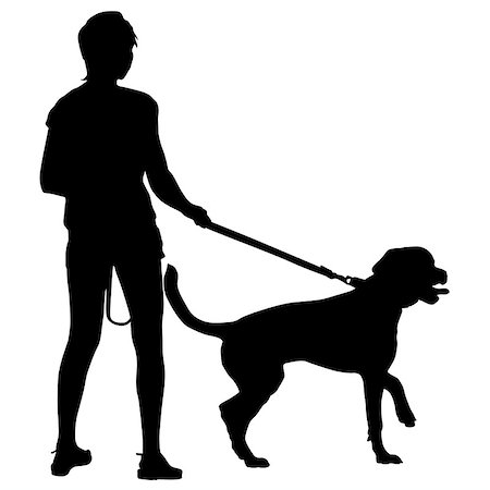 simsearch:400-09081887,k - Silhouette of people and dog. Vector illustration. Fotografie stock - Microstock e Abbonamento, Codice: 400-08496059