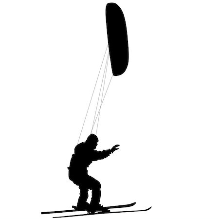 simsearch:400-06132415,k - Men ski kiting on a frozen lake.  Vector illustration. Foto de stock - Super Valor sin royalties y Suscripción, Código: 400-08496050