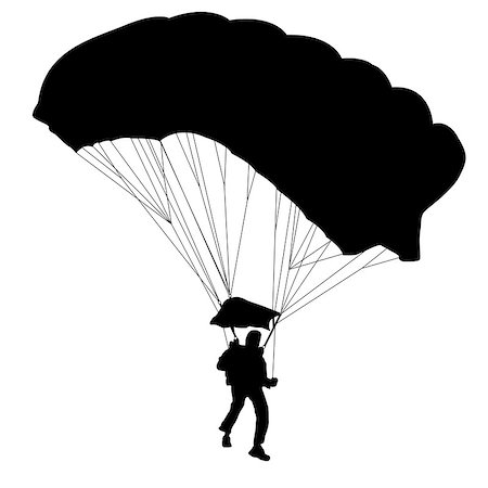 sky-diver (male) - Skydiver, silhouettes parachuting vector illustration Stock Photo - Budget Royalty-Free & Subscription, Code: 400-08496066