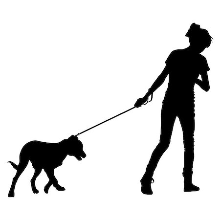 simsearch:400-04792278,k - Silhouette of people and dog. Vector illustration. Fotografie stock - Microstock e Abbonamento, Codice: 400-08496060