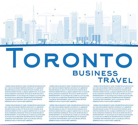 simsearch:400-08349413,k - Outline Toronto skyline with blue buildings and copy space. Vector illustration. Business travel and tourism concept with place for text. Image for presentation, banner, placard and web site. Stockbilder - Microstock & Abonnement, Bildnummer: 400-08496227