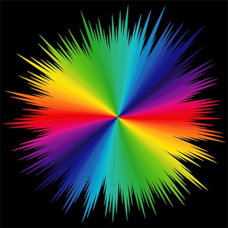 simsearch:400-08403707,k - Abstract variegated pattern with colored radial beams of visible spectrum on a black background, vector illustration Foto de stock - Royalty-Free Super Valor e Assinatura, Número: 400-08496291