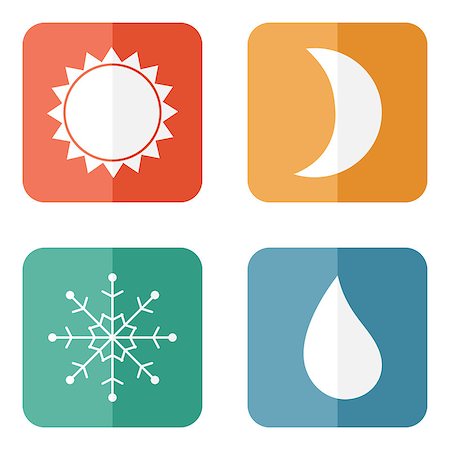 simsearch:400-07406394,k - Weather icons set in flat style. Climate icons Stockbilder - Microstock & Abonnement, Bildnummer: 400-08496342