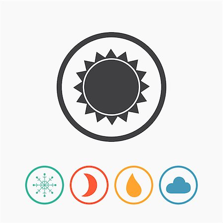 simsearch:400-07406394,k - Weather icons set in flat style. Climate icons Foto de stock - Royalty-Free Super Valor e Assinatura, Número: 400-08496351