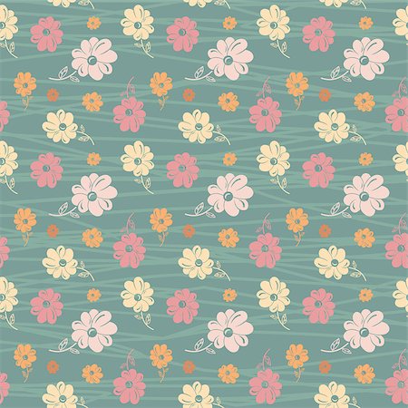 extezy (artist) - classic wallpaper seamless vintage flower pattern on green background Fotografie stock - Microstock e Abbonamento, Codice: 400-08496503