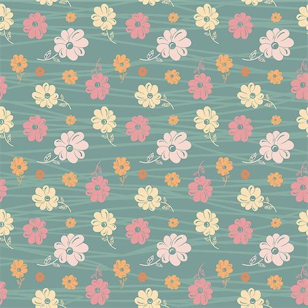 extezy (artist) - classic wallpaper seamless vintage flower pattern on green background Stock Photo - Budget Royalty-Free & Subscription, Code: 400-08496503