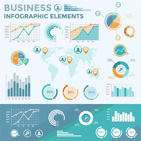 Infographic elements collection, business vector illustration in flat style. Stock Photo - Budget Royalty-Free & Subscription, Code: 400-08496754