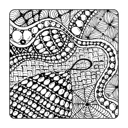 Zentangle ornament, sketch for your design. Vector illustration Stock Photo - Budget Royalty-Free & Subscription, Code: 400-08496788