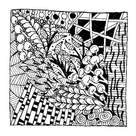 Zentangle ornament, sketch for your design. Vector illustration Stock Photo - Budget Royalty-Free & Subscription, Code: 400-08496789