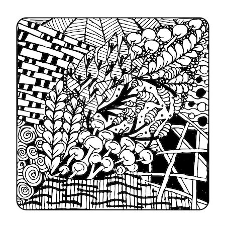 Zentangle ornament, sketch for your design. Vector illustration Stock Photo - Budget Royalty-Free & Subscription, Code: 400-08496794