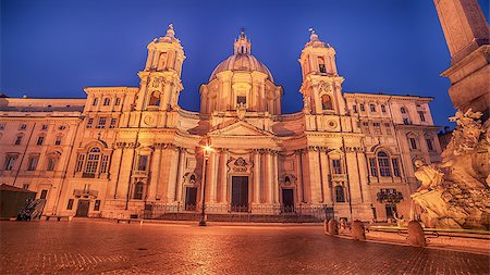 fontana - Rome, Italy: Piazza Navona, Sant'Agnese in Agone Church Navona in the sunrise Stock Photo - Budget Royalty-Free & Subscription, Code: 400-08496798