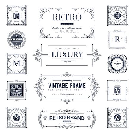simsearch:400-08371670,k - Collection of vintage flourishes calligraphic ornaments and frames. Retro style. Vector template Stock Photo - Budget Royalty-Free & Subscription, Code: 400-08496834