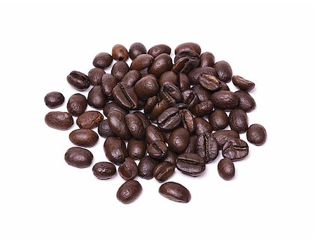 simsearch:400-04689653,k - Pile of roasted coffee beans isolated on white background Stock Photo - Budget Royalty-Free & Subscription, Code: 400-08496900