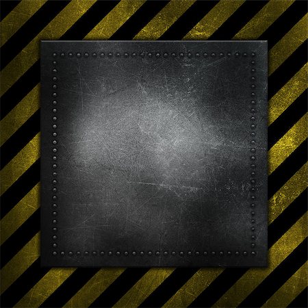 simsearch:400-05901999,k - Detailed abstract metallic background with scratches and stains and yellow and black warning stripes Stock Photo - Budget Royalty-Free & Subscription, Code: 400-08497089