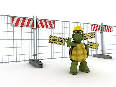 simsearch:400-05384268,k - 3D render of a tortoise with construction barrier fence Photographie de stock - Aubaine LD & Abonnement, Code: 400-08497121