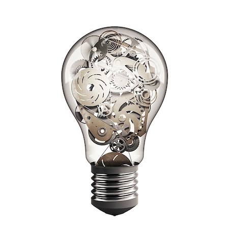 simsearch:400-07578321,k - Bulb light with system of mechanical gears Stock Photo - Budget Royalty-Free & Subscription, Code: 400-08497243